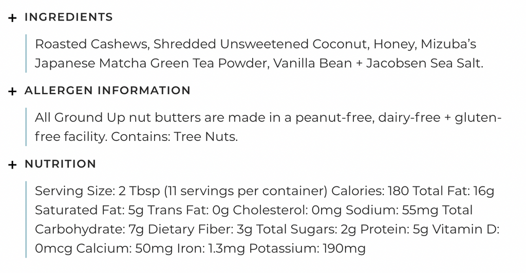 Matcha Latte Nut Butter by Ground Up